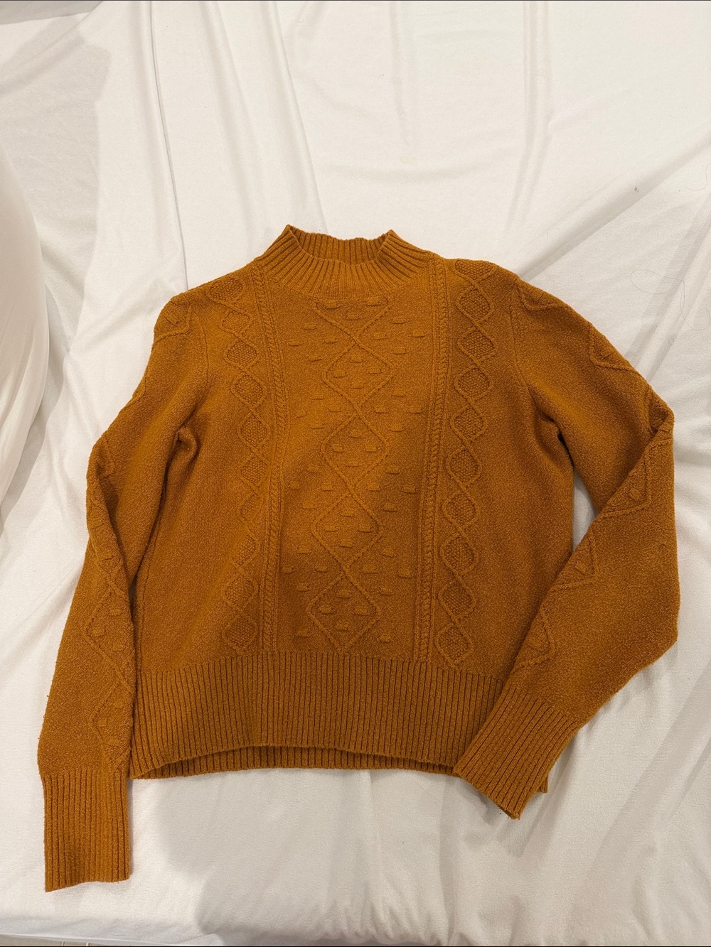 Lucky Brand Cable Knit Mock Neck Sweater - Rust Orange